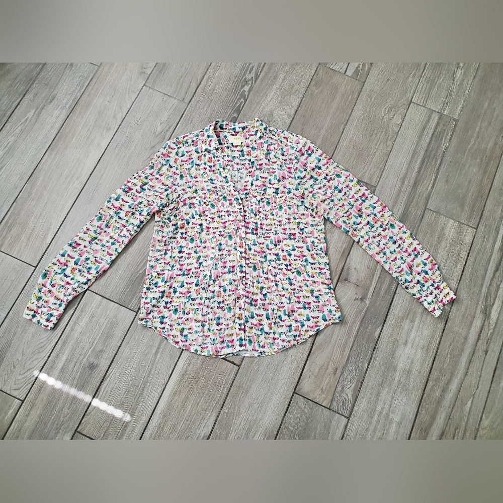 Anthropologie Maeve 100% rayon butterfly multicolor colorful shirt size 2